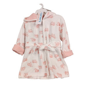 Carter’s Just One You Girls Pink White Sheep Hooded Terry Robe Sz 0-9 Months